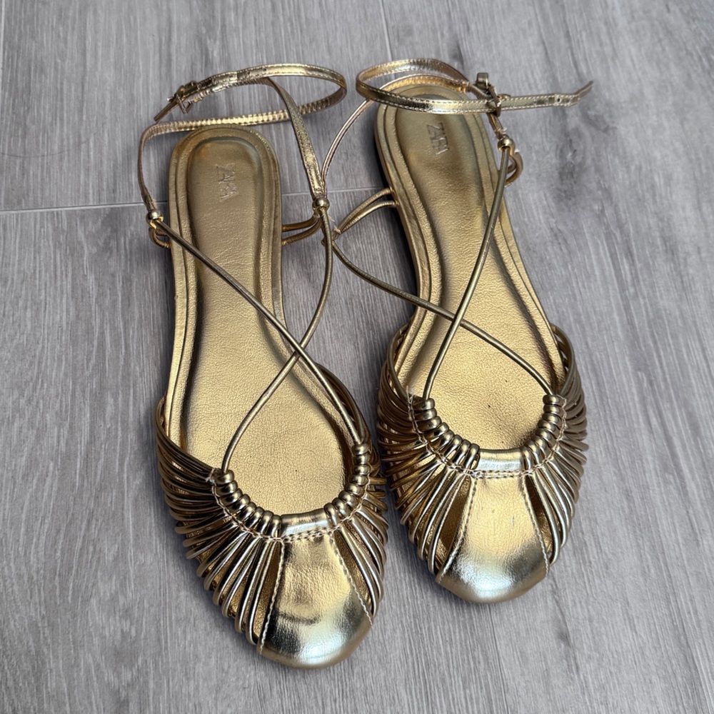Zara Metallic Gold Sandals